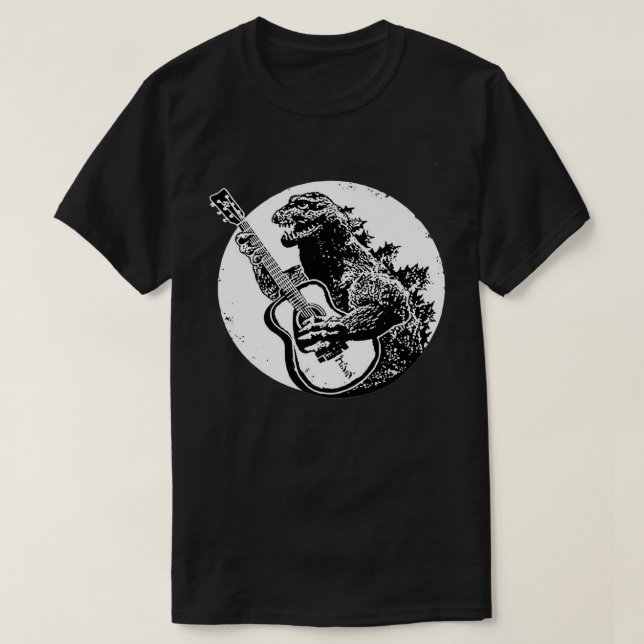 Camiseta Gozilla tocando guitarra Premium (Frente do Design)
