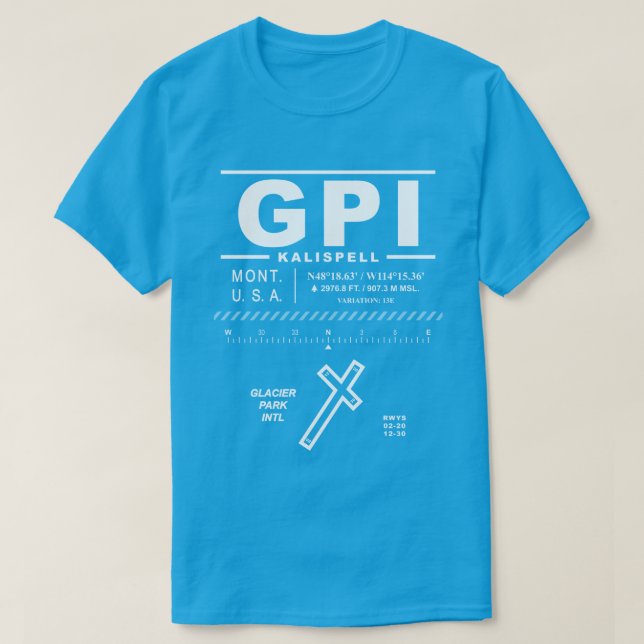 Camiseta GPI do Aeroporto Internacional de Glacier Park (Frente do Design)