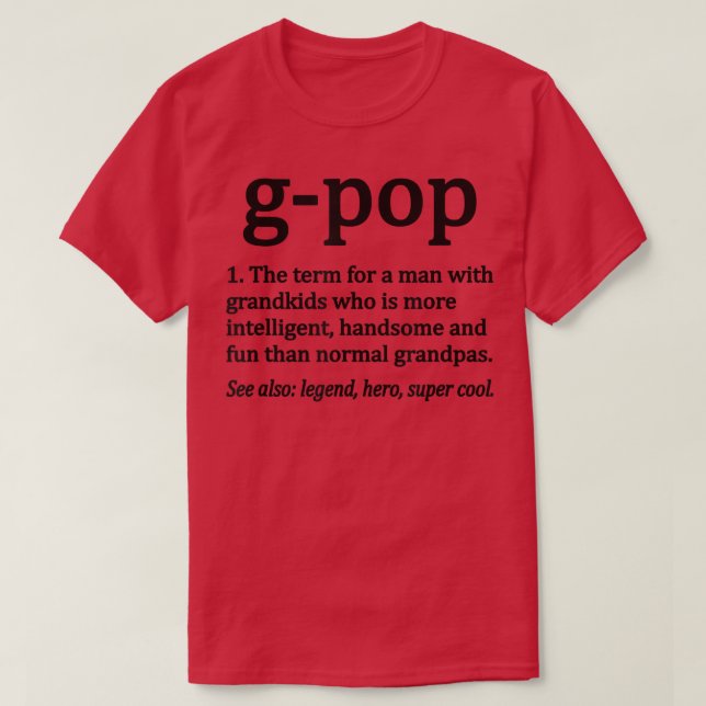 Camiseta GPop Definição Engraçado Avô GPop  (Frente do Design)