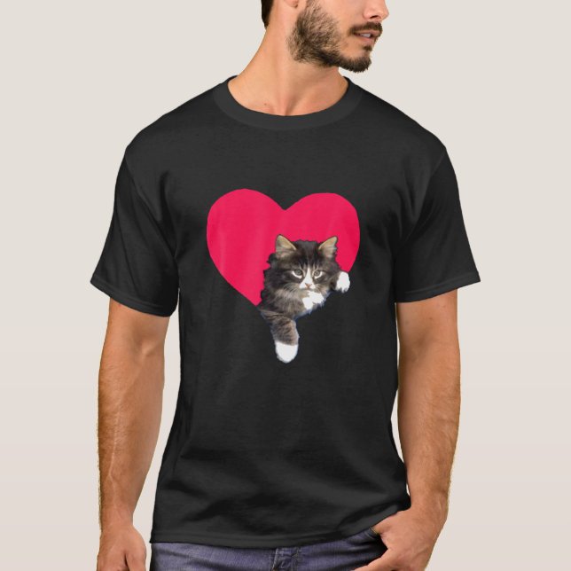 Camiseta Gpresente de Namorados de Gatinho de Gato de Gato  (Frente)