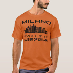 Camiseta GPS Coordena a cidade de Milão Skyline Dream City