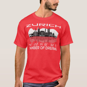 Camiseta Gps Coordena a cidade de Zurique Skyline Dream Cit