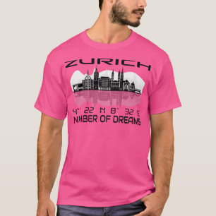 Camiseta Gps Coordena a cidade de Zurique Skyline Dream Cit