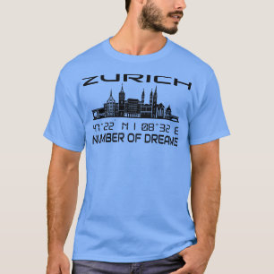 Camiseta Gps Coordena a cidade de Zurique Skyline Dream Cit