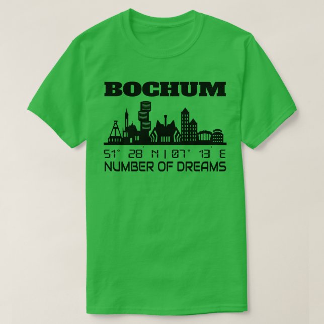 Camiseta GPS coordena cidade de Bochum Skyline Dream (Frente do Design)