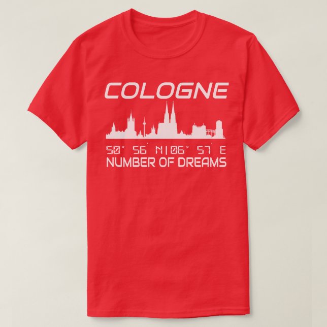 Camiseta GPS Coordena Cidade de Colônia Skyline 2 (Frente do Design)