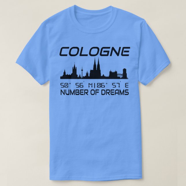 Camiseta GPS Coordena Cidade de Colônia Skyline 3 (Frente do Design)