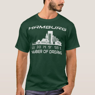 Camiseta GPS Coordena Cidade de Hamburgo Skyline Dream City