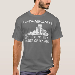 Camiseta GPS Coordena Cidade de Hamburgo Skyline Dream City