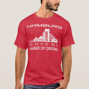 Camiseta GPS Coordena Cidade de Hamburgo Skyline Dream City