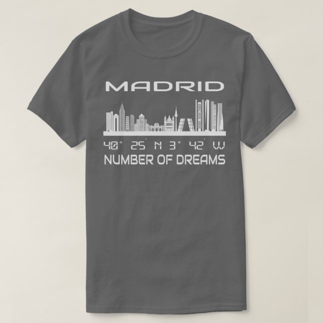 Camiseta Gps Coordena Cidade de Madrid Skyline Dream (Frente do Design)