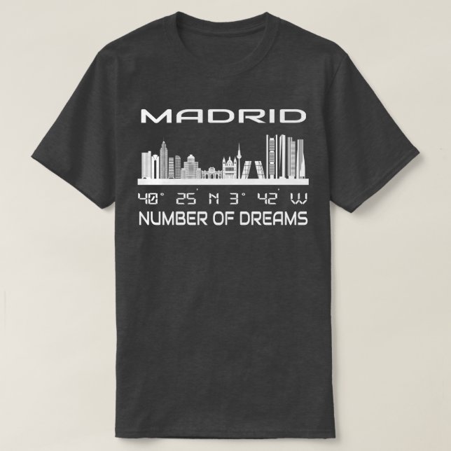 Camiseta Gps Coordena Cidade de Madrid Skyline Dream (Frente do Design)