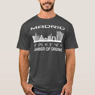 Camiseta Gps Coordena Cidade de Madrid Skyline Dream