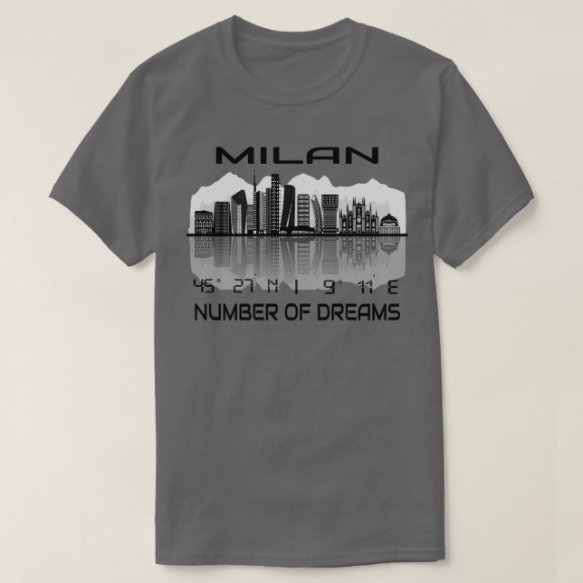 Camiseta GPS Coordena cidade de Milão Skyline Dream (Frente do Design)