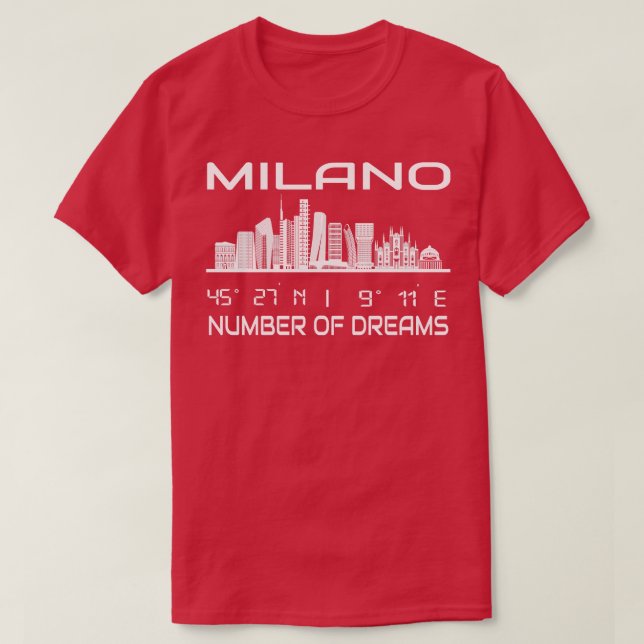 Camiseta GPS Coordena cidade de Milão Skyline Dream (Frente do Design)