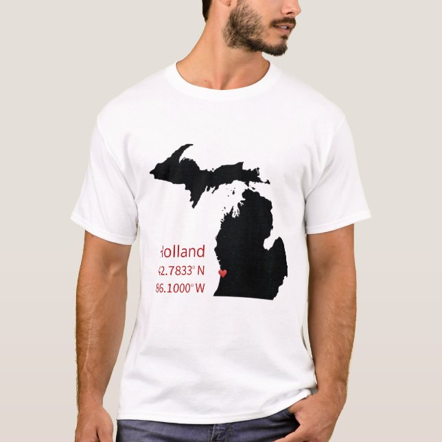 Camiseta GPS Coordinates of Holland Michigan (Frente)