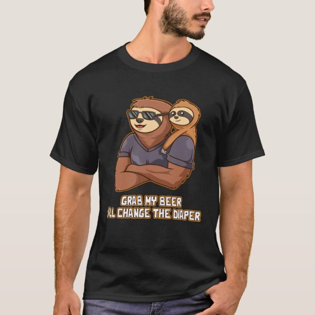 Camiseta Grab My Beer I Will Change the Diaper  Dad Humor D (Frente)