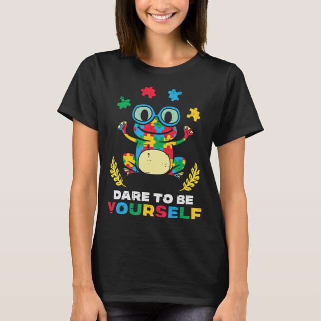 Camiseta Grab this cute Puzzle Frog Dare To Be Yourself T-S (Frente)