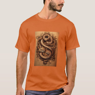 Camiseta Graça da Serpente: Forma de Tatuagem de Design de 