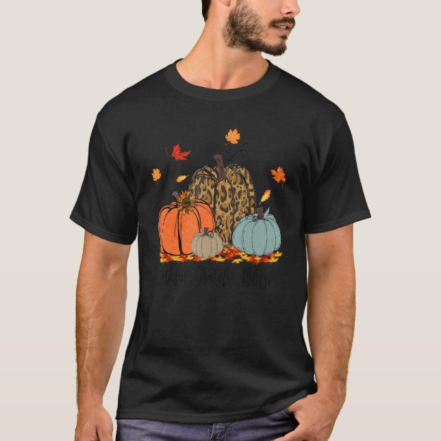 Camiseta Graças a Deus, abençoada Leopard Pumpkin (Frente)