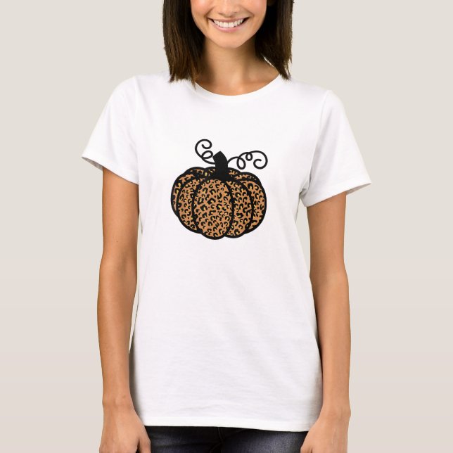 Camiseta Graças a Leopard Pumpkin impresso para Ação de Gra (Frente)