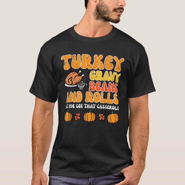 Camiseta Graças à Turquia Feijão Engraçado Queda Engraçada  (Frente)