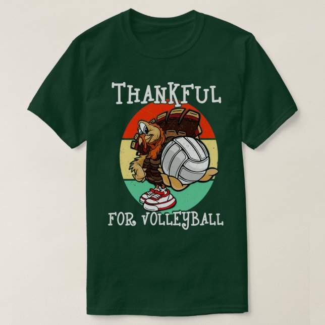 Camiseta Graças Ao Esporte De Ação De Graças De Voleibol Am (Frente do Design)