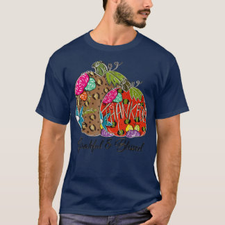 Camiseta Graças Feliz Abençoado Abençoe Pumpkins outono Tha