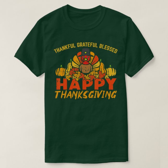 Camiseta Graças Feliz Feliz Feliz Turke de Ação de Graças (Frente do Design)