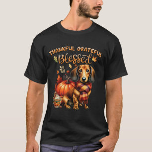 Camiseta Graças Grata, abençoada Cachorro Dachshund Queda V