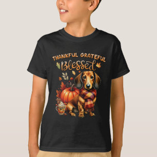 Camiseta Graças Grata, abençoada Cachorro Dachshund Queda V