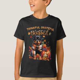 Camiseta Graças Grata, abençoado Cachorro Rottweiler Queda