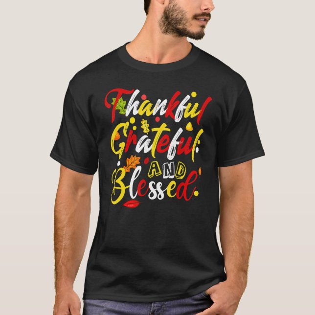 Camiseta Graças Grata E Abençoada Queda De Outono, Graças (Frente)