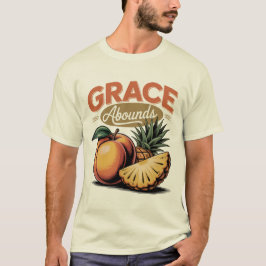 Camiseta Grace Abounds Peach Pineapple Retro Faith Tee