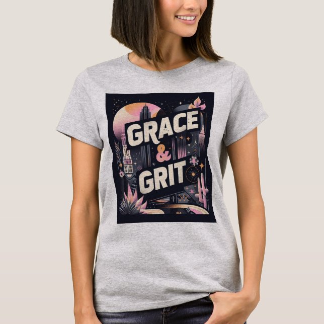 Camiseta Grace & Grit Modern Black Pink Typo (Frente)