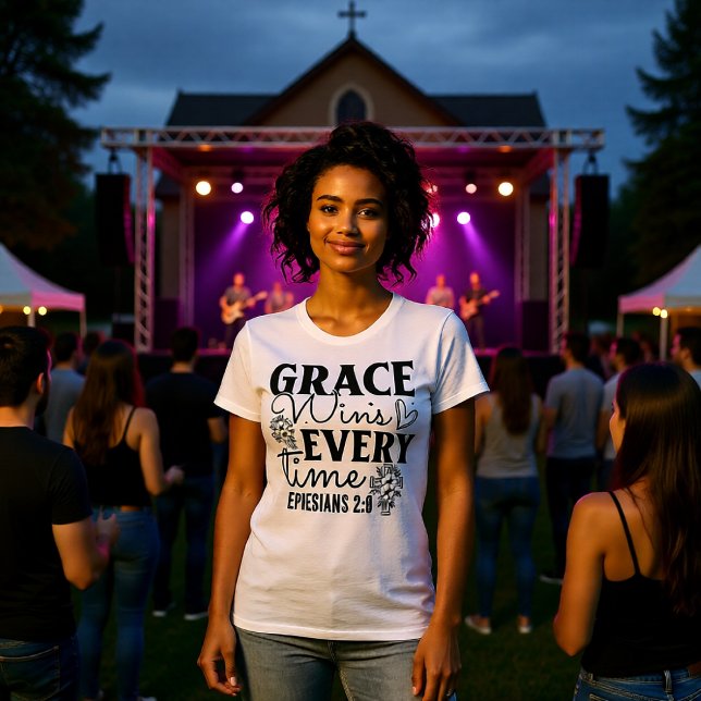 Camiseta Grace Wins Every Time Ephesians 2:8 Tee (Criador carregado)