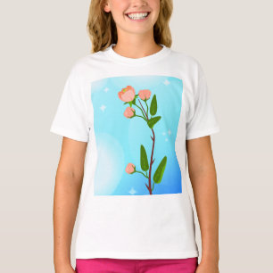 Camiseta Gradação do céu azul com ramificação primavera flo