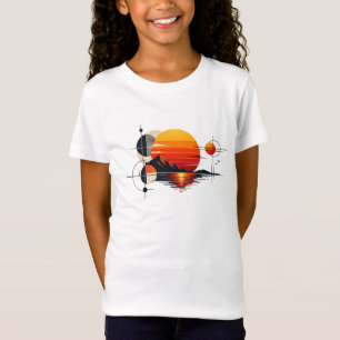 Camiseta Grade do Pôr do Sol – Design Minimalista Geométric