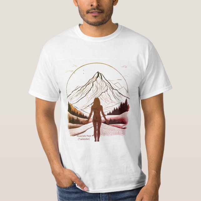 Camiseta Gradiente Castanho Da Pose De Montanha (Frente)