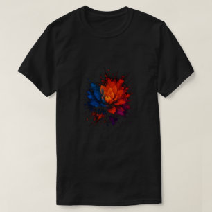 Camiseta gradiente colorido respingo flor