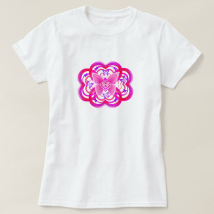 Camiseta Gradiente Coração Rosa & Roxo em Forma de Padrão A