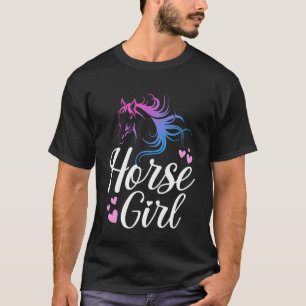 Camiseta Gradiente de Garota de Cavalo Cabeça Amor Equestre