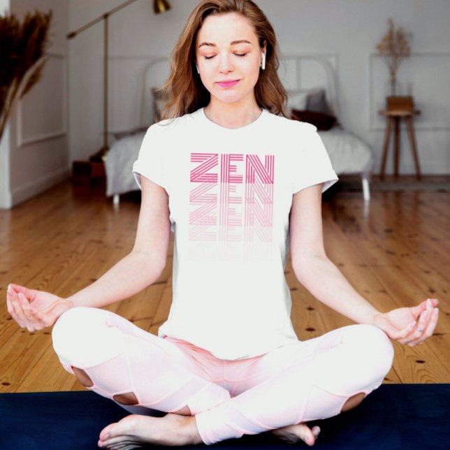 Camiseta Gradiente monocromático ZEN cor-de-rosa Yoga (Criador carregado)