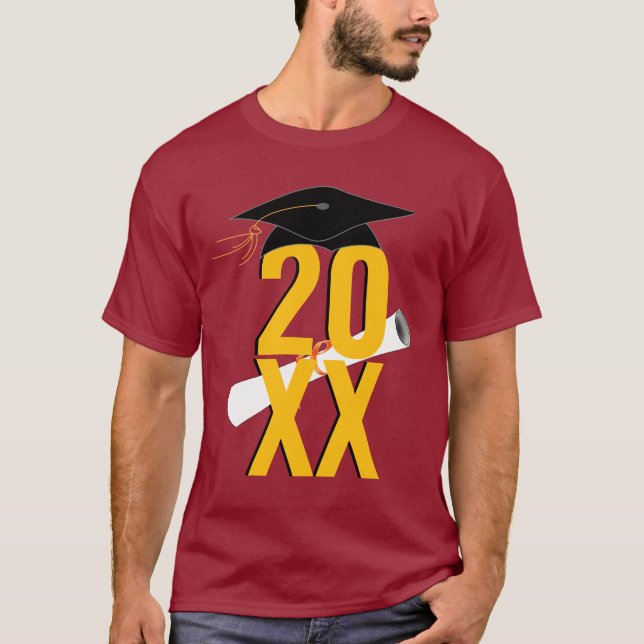 Camiseta Graduação de Bonés e Diploma de Formando 20XX (Frente)
