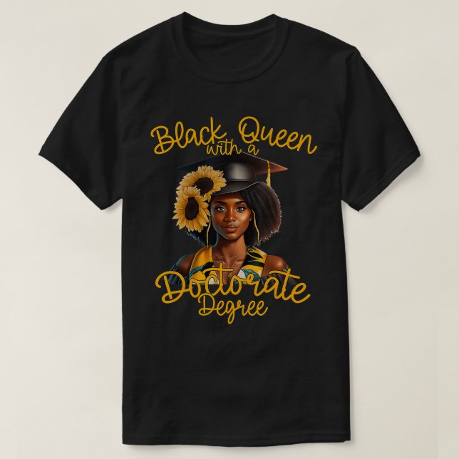 Camiseta Graduação de Doutorado Negro - Afro-Americano (Frente do Design)