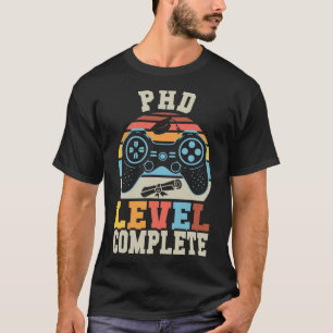 Camiseta Graduação De Doutorado Retro Gamer De Nível Phd