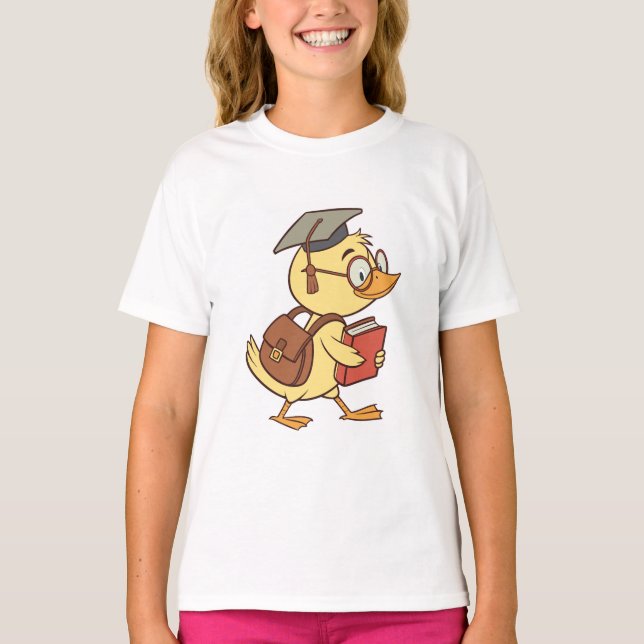 Camiseta Graduação de Estudantes de Pato de Cartoon Intelig (Frente)