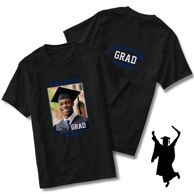Camiseta Graduação de Foto com Pai Ortopolho Azul (Criador carregado)