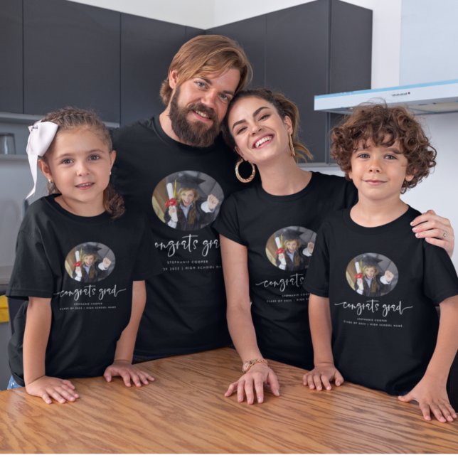 Camiseta Graduação de Foto de Script Branco de Formando (Criador carregado)