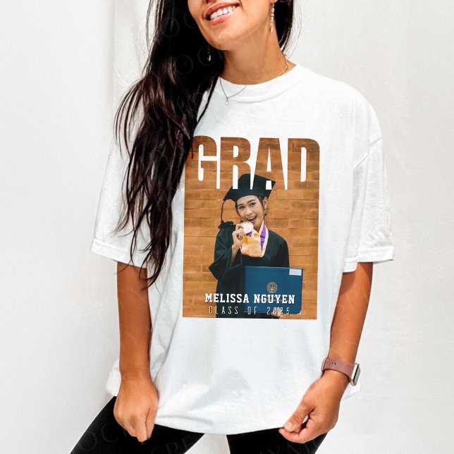 Camiseta Graduação de Foto Preta de Formando (Grad Photo Black Graduation T-Shirt
)